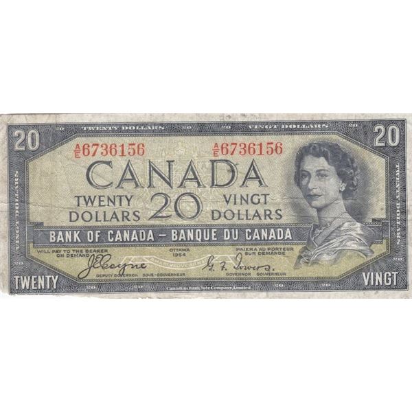 1954 Bank Of Canada $20 Devil's Face Bank Note