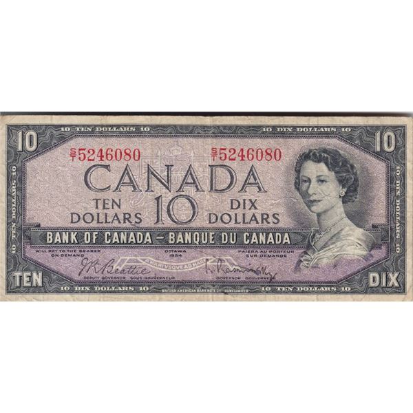 1954 Bank Of Canada $10 Bank Note - Modified Portrait - S/T Serial