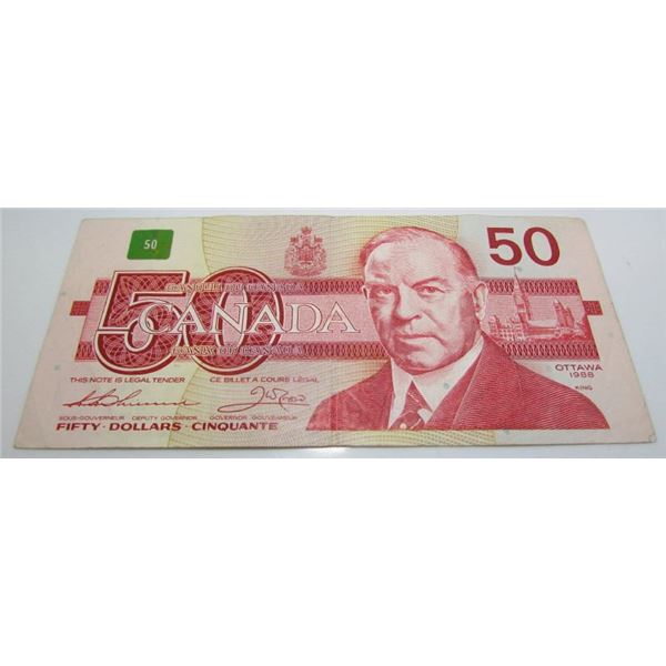1988 Bank Of Canada $50 Replacement Bank Note