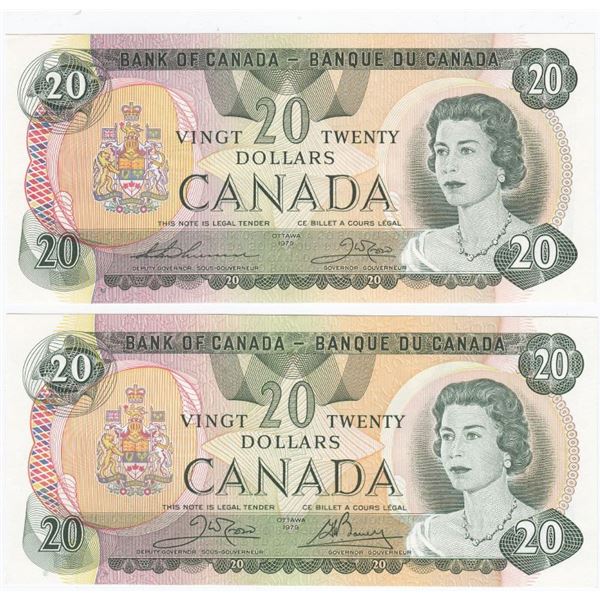 2 1979 Bank Of Canada $20 Bank Notes - Each UNC Condition