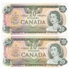 Image 1 : 2 1979 Bank Of Canada $20 Bank Notes - Each UNC Condition