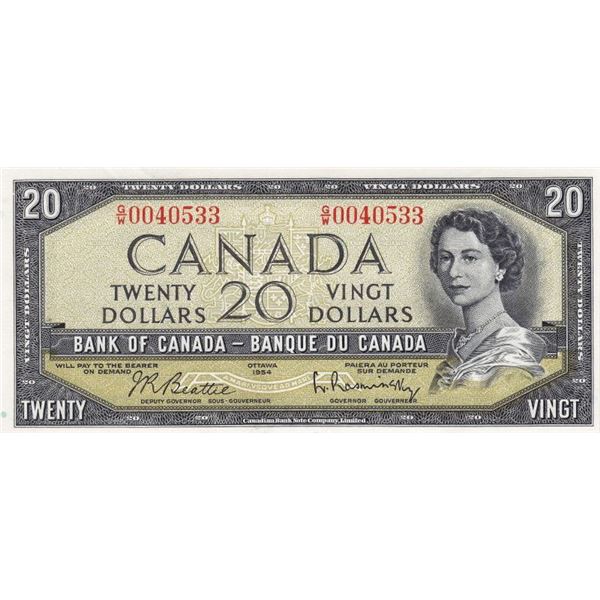 1954 Bank Of Canada $20 Modified Portrait Bank Note