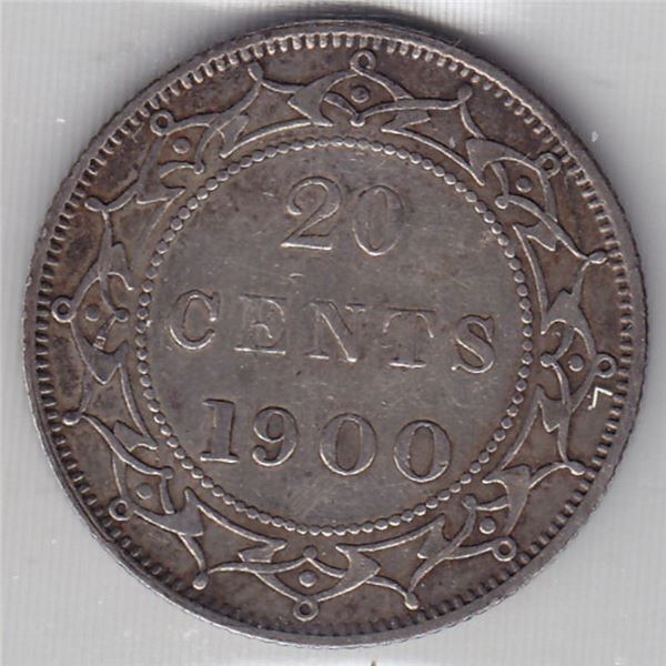 1900 Newfoundland Canada ICCS Graded Silver 20 Cent Coin - VF-30
