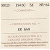 Image 3 : 1943-C Newfoundland Canada ICCS Graded Silver 5-Cent Coin - MS-64