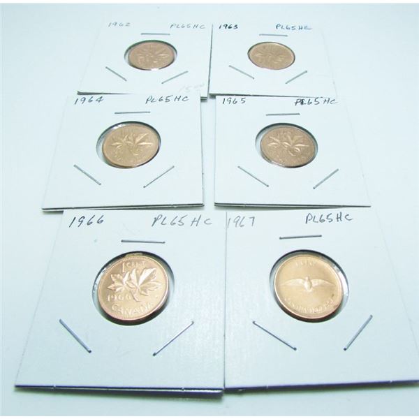 1962 - 1967 Canada PL 65 Heavy Cameo Small Cent Penny Coins