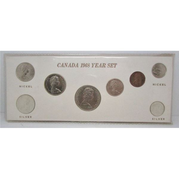 1968 Canada Coin Set - 8 Coins - 2 Silver - In Card