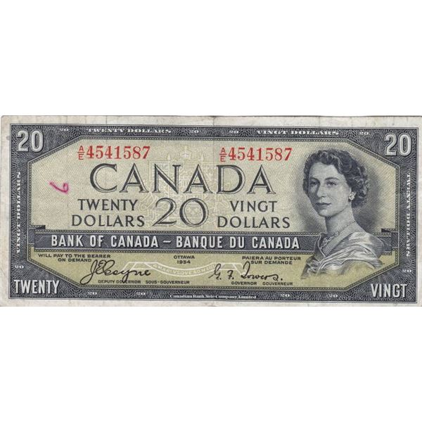 1954 Canada Bank Of Canada Devil's Face $20 Bank Note - Coyne/Towers