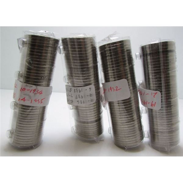 4 Full OR Patial Rolls Of Canadian 5-Cent Nickel Coins - 1930-1940 Circulated - Not Gone Through