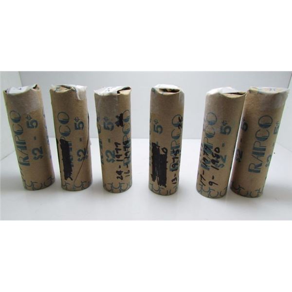 6 Full OR Patial Rolls Of Canadian 5-Cent Nickel Coins - 1971-1980 Circulated - Not Gone Through