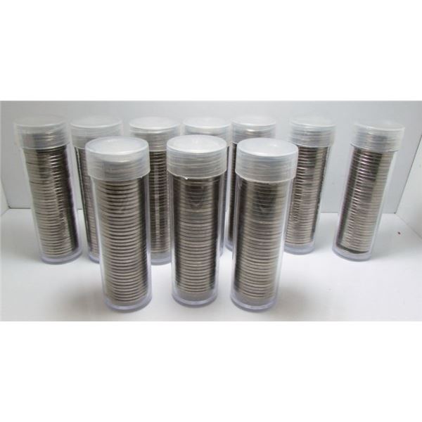 10 Rolls Of 1965 Canadian 5-Cent Nickel Coins - Directly From A Bank Bag
