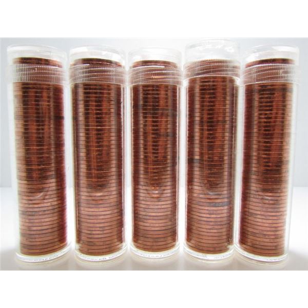 5 Rolls Of 1966 Canada Red BU Smal Cent Penny Rolls - Directly From A Mint Bag