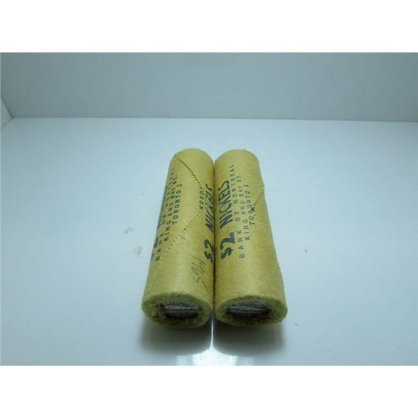 2 Original Bank Of Montreal 1965 5-Cent Nickel Bank Rolls