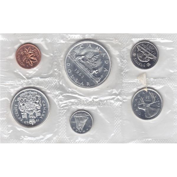 1963 Canada Silver Proof-Like Coin Set - Original Plyo-Film, Envelope & COA From The RCM