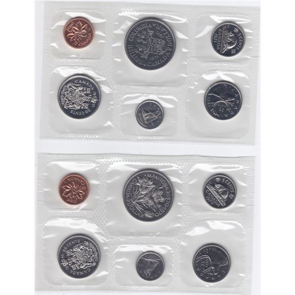 1970 & 1971 Canada Proof-Like Coin Sets - In Original Plyo-Film, Envelopes & COA