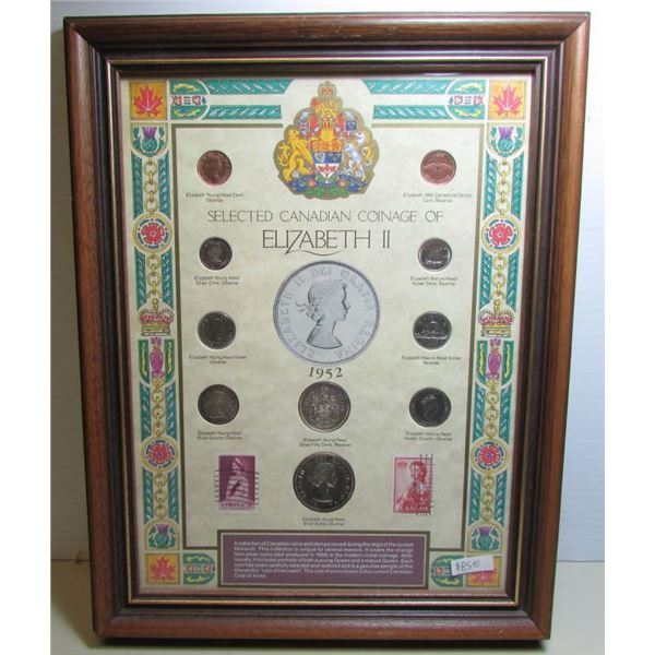 Canadian Coinage Of Elizabeth II - Framed - 4 Silver Coins
