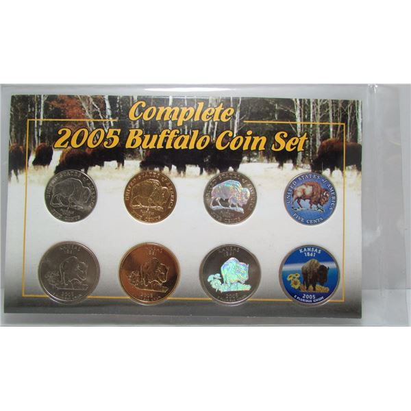 Complete 2005 Buffalo Coin Set - On Card - 8 Coins (2 Available