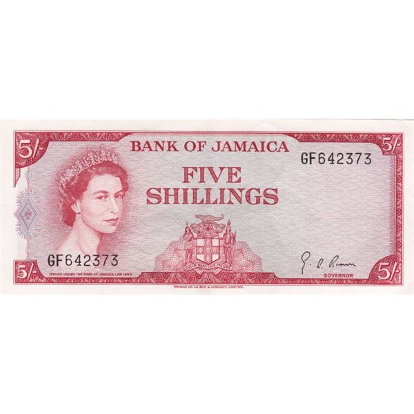 1960 Bank Of Jamaica 5 Shilling Bank Note - AU