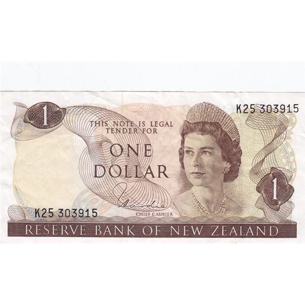1977 New Zealand - Reserve Bank - $1 Dollar Bank Note