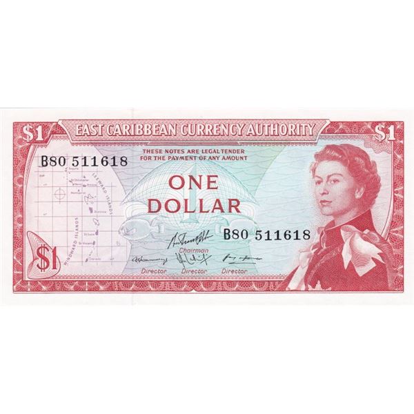 1965 East Caribbean Currency Authority $1 Dollar Bank Note - UNC