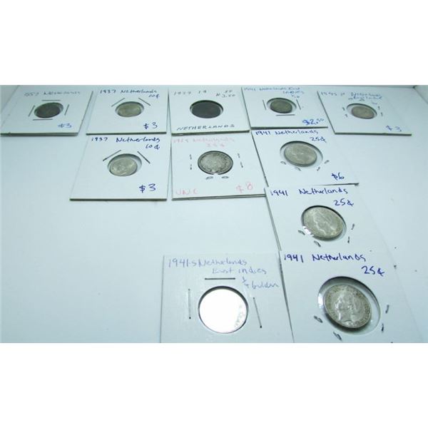 Netherland Coin Lot - Including Silver Coins - 11 Coins In All