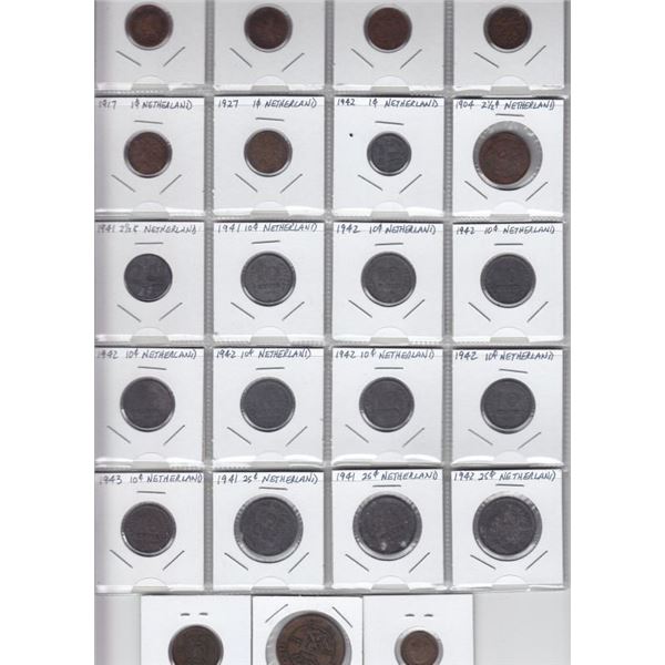 24 Different Netherlands Coins - 1876 - 1942 - In 2x2's