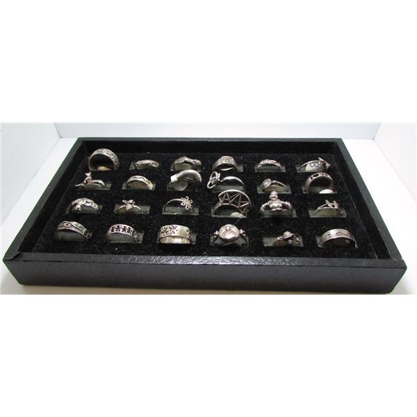 Lot Of 24 Sterling Silver Rings - Various Sizes & Deisgns