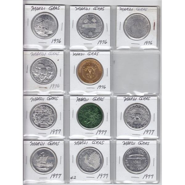 11 x 1976/77 Mardi Gras - New Orleans - Louisiana - Tokens