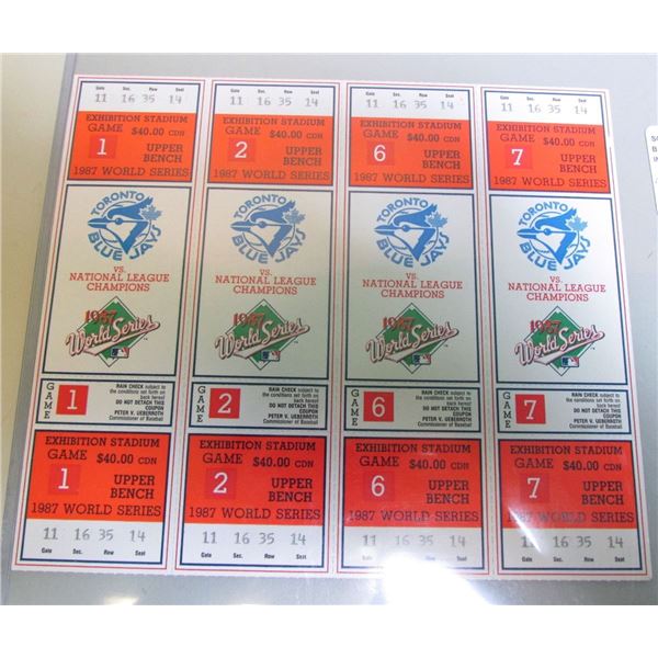 1987 Phantom World Series Game Tickets - Toronto Blue Jays - 4 - Together, Untorn