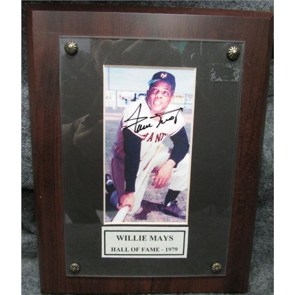 Authenitic Plaqued Willie Mays Autographed Photo With COA