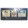 Image 1 : Sterling Silver Proof Coin - Commemoration Of The Apollo-Soyuz Space Mission - With 2 Stamps