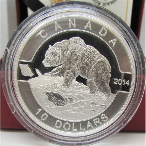 2014 O Canada Series $10 Fine Silver Coin - Grizzly Bear - By RCM