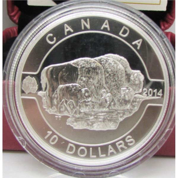 2014 O Canada Series $10 Fine Silver Coin - Bison - By RCM