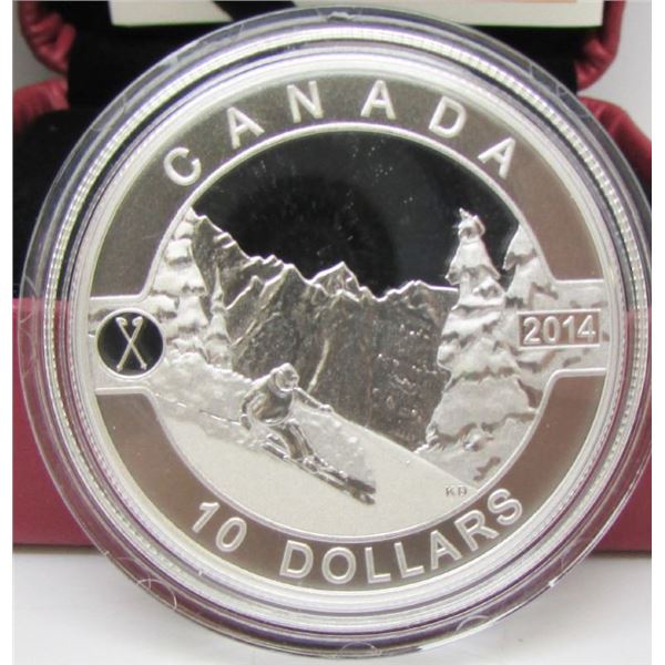 2014 O Canada Series $10 Fine Silver Coin - Skiing Canada's Slopes - By RCM