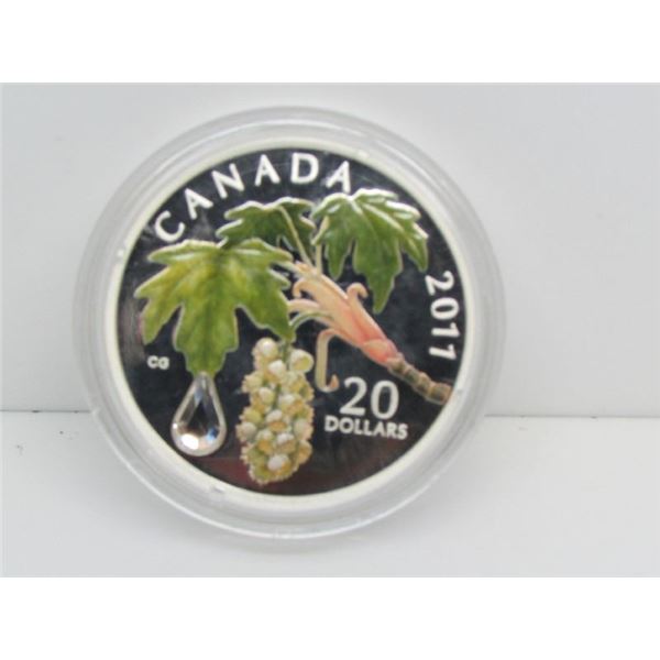 2011 Canada $20 Fine Silver Painted Coin With Crystal Raindrop - By RCM