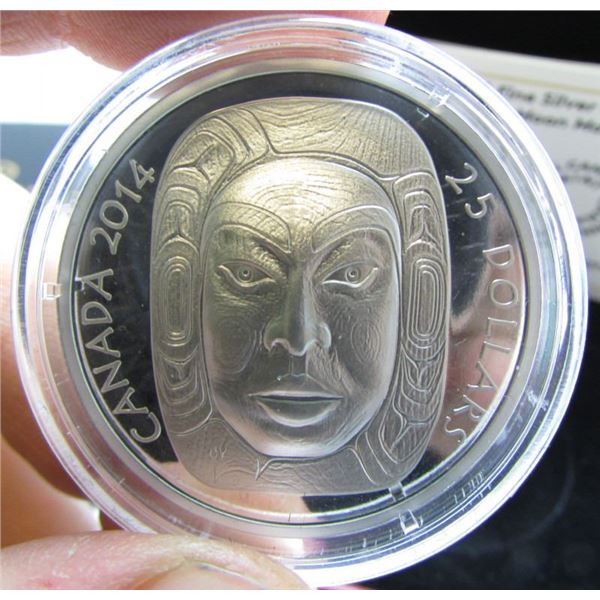 2014 Canada $25 Fine Silver Coin - Matriarch Moon Mask - By RCM