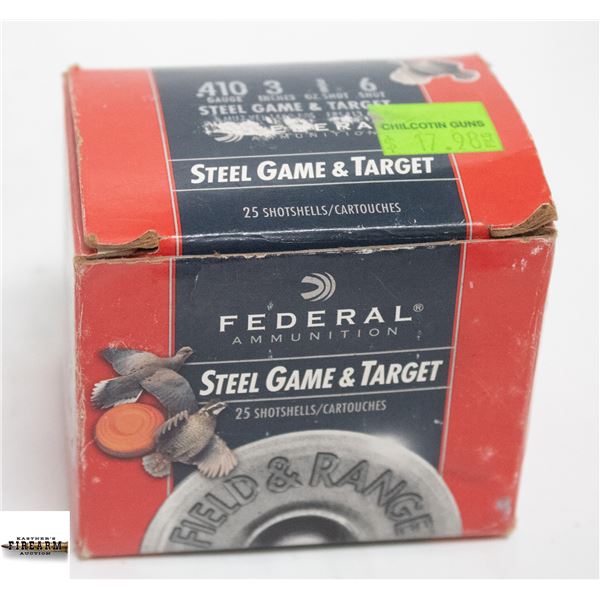 25 FEDERAL FIELD & RANDE .410 3" SHOTGUN SHELLS