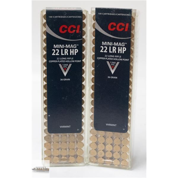 200 CCI MINI-MAG .22 LR HP 36 GR CARTRIDGES