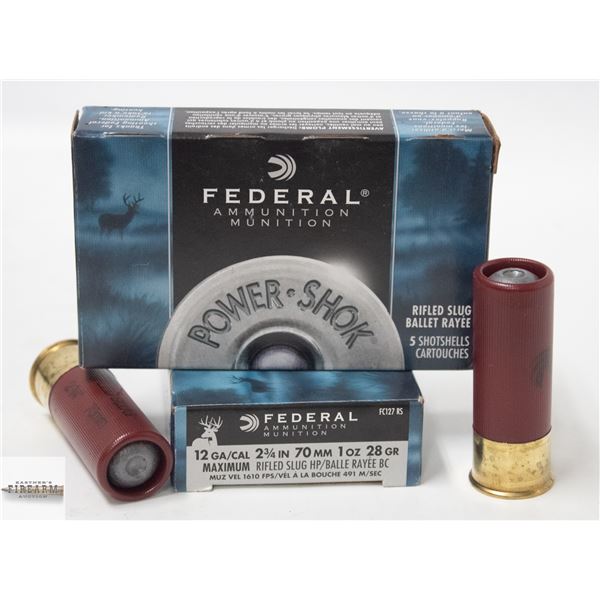 10 FEDERAL POWER-SHOK 12 GUAGE 2 3/4" RIFLED SLUGS