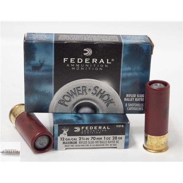 10 FEDERAL POWER-SHOK 12 GUAGE 2 3/4" RIFLED SLUGS