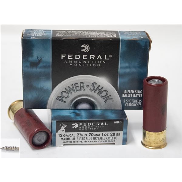 10 FEDERAL POWER-SHOK 12 GUAGE 2 3/4" RIFLED SLUGS
