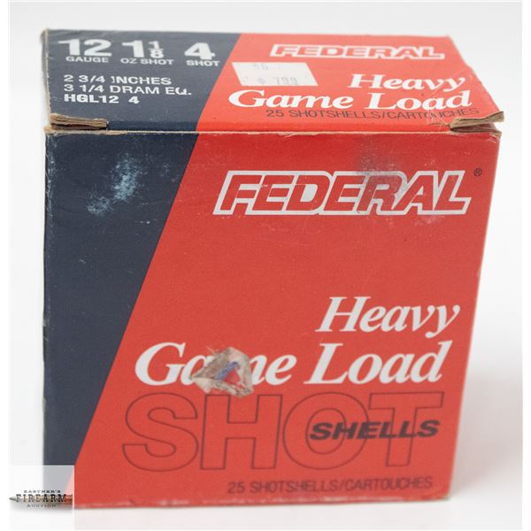 25 FEDERAL HEAVY GAME LOAD 12 GUAGE SHOTGUN SHELLS