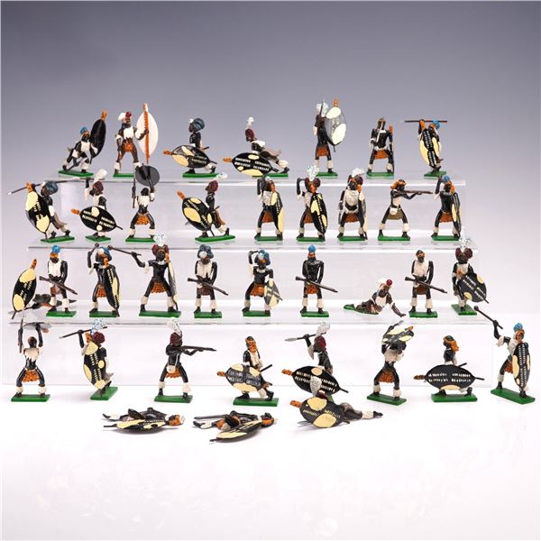 37pc MT W. Britain Zulu Warrior Lead Toy Soldier Figurines