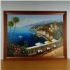 Image 1 : Antonio di Viccaro, Large Oil on Canvas, Mediterranean Promenade, Signed