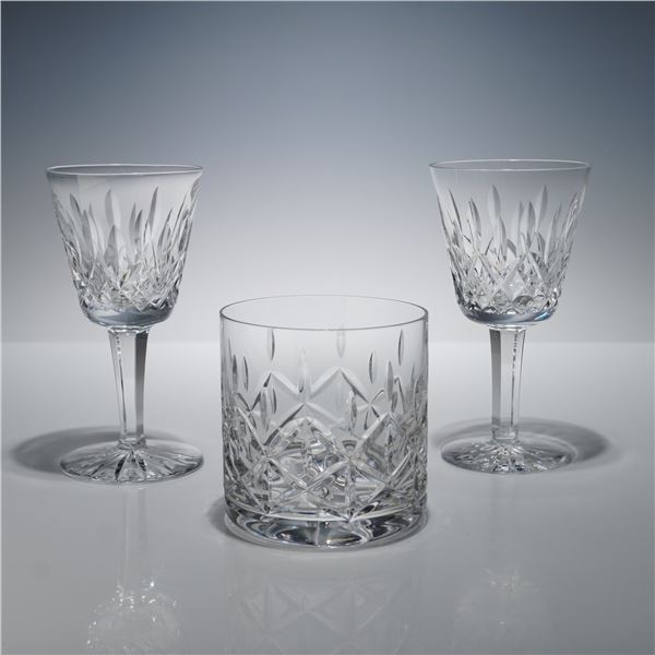 3pc Waterford Crystal Wine and Old Fashioned Glasses, Olympic and Lismore