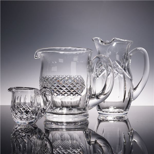 3pc Waterford Crystal Colleen Jug, Martini Pitcher, and Lismore Creamer
