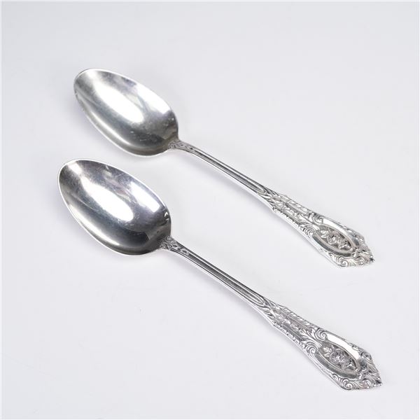 Pair of Wallace Rose Point Sterling Silver Teaspoons