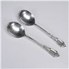 Image 1 : 2pc Wallace Sterling Silver Rose Point Soup Spoon Set