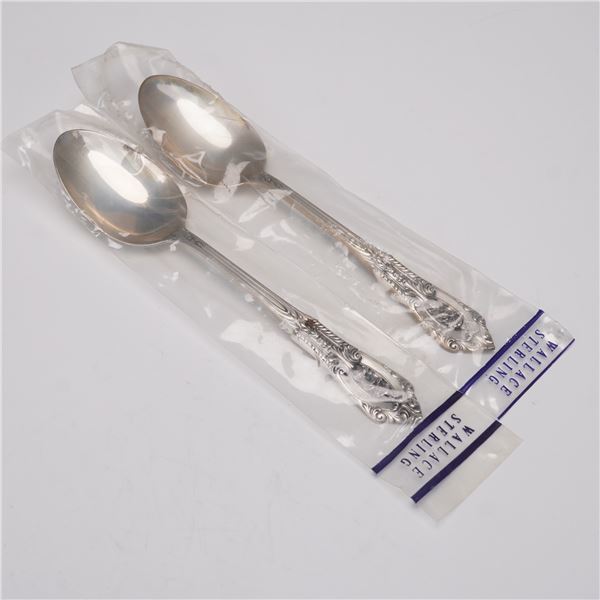 2pc Wallace Sterling Silver Rose Point Teaspoons