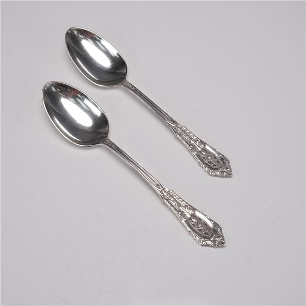 2pc Wallace Sterling Silver Rose Point Teaspoons