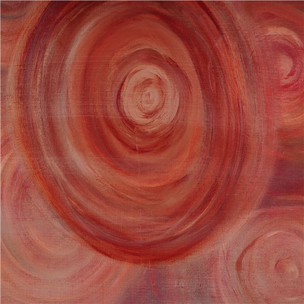 June Cashwell, Original Oil on Canvas, Linen Circles, Signed